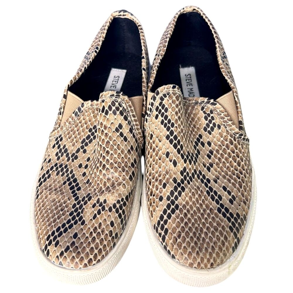 Steve Madden Womens Snakeskin Symba Slip-On Shoes Sz 7.5M Animal Print Loafer